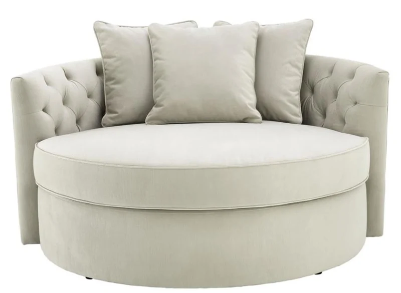 Casa Padrino Designer Sofa Hellgrau 157 x 148 x H. 90 cm - Luxus Rundsofa