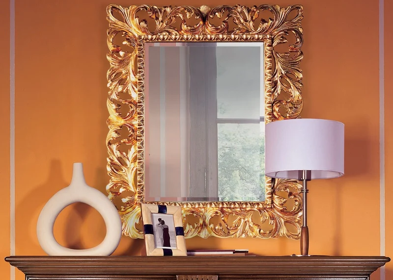 Casa Padrino Luxus Barock Spiegel Gold 87 x 6 x H. 107 cm - Edler Massivholz Wandspiegel im Barockstil - Antik Stil Garderoben Spiegel - Wohnzimmer Spiegel - Barock Möbel