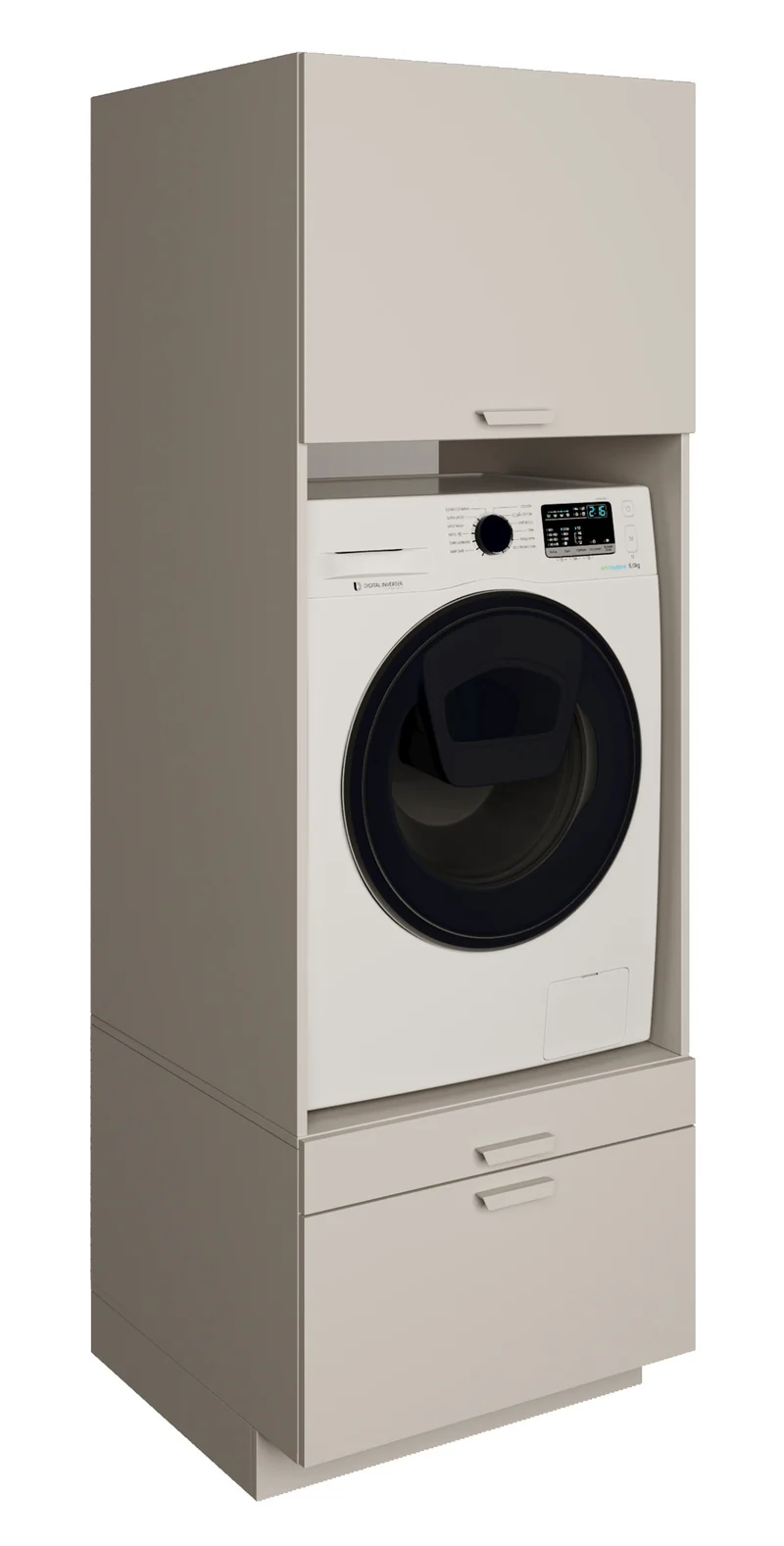 Einfacher Holv-Waschmaschinenschrank mit einer Kammer, Schublade und Regal, 68 cm, Kaschmirfarben