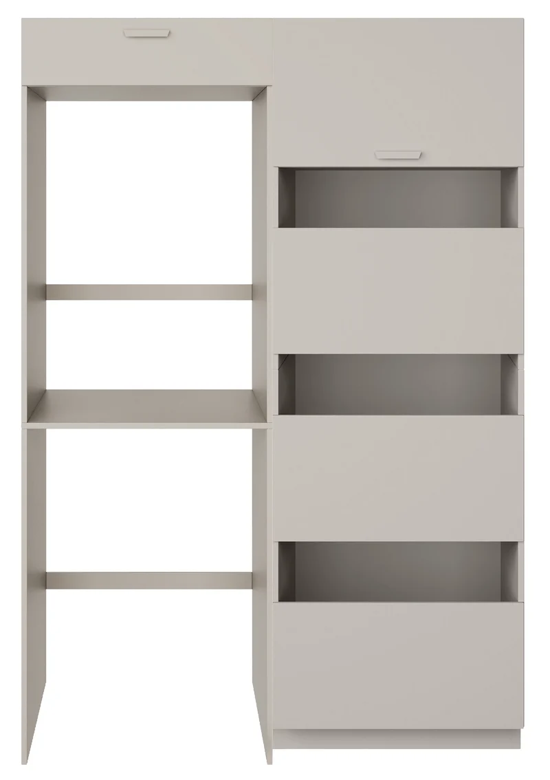Badezimmermöbel-Set Holv mit zweikammerigem Schrank über der Waschmaschine, 135 cm, Kaschmir