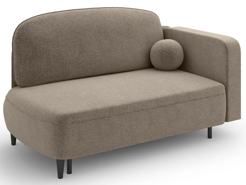 Ausziehbare Liege Pinkio linksseitig mit Stauraum, dunkelbeige Chenille