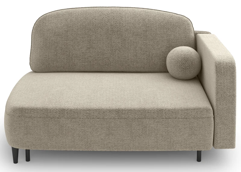 Ausziehbare Liege Pinkio, linksseitig, mit Stauraum, beige Chenille