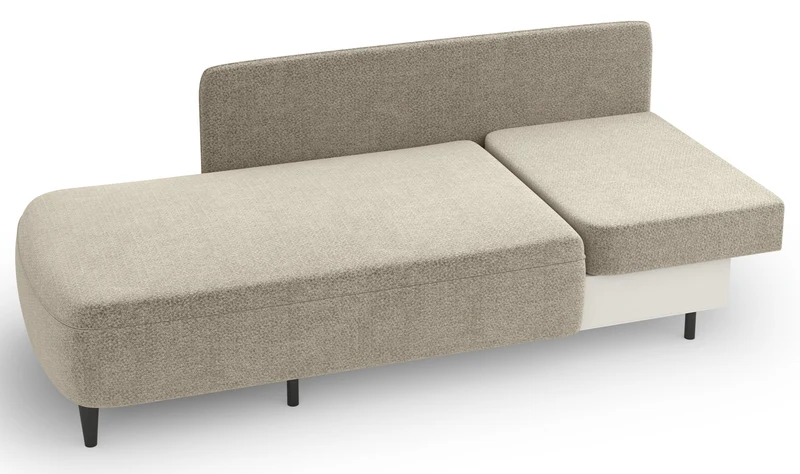 Ausziehbare Liege Pinkio, linksseitig, mit Stauraum, beige Chenille