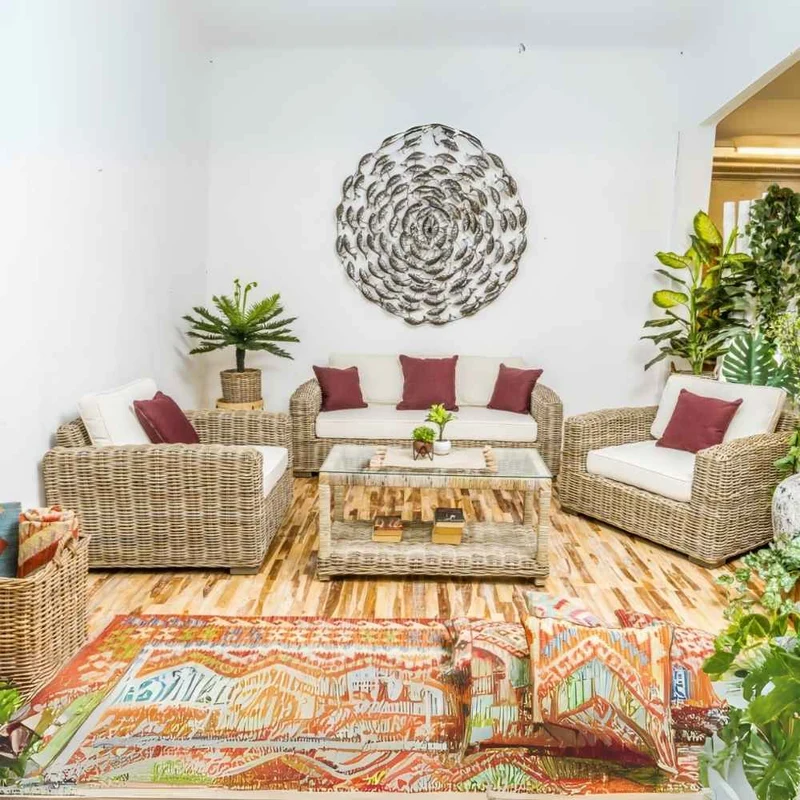 Gemütliches 2-Sitzer Lounge Sofa LIVING Rattan in Grey ca.180cm