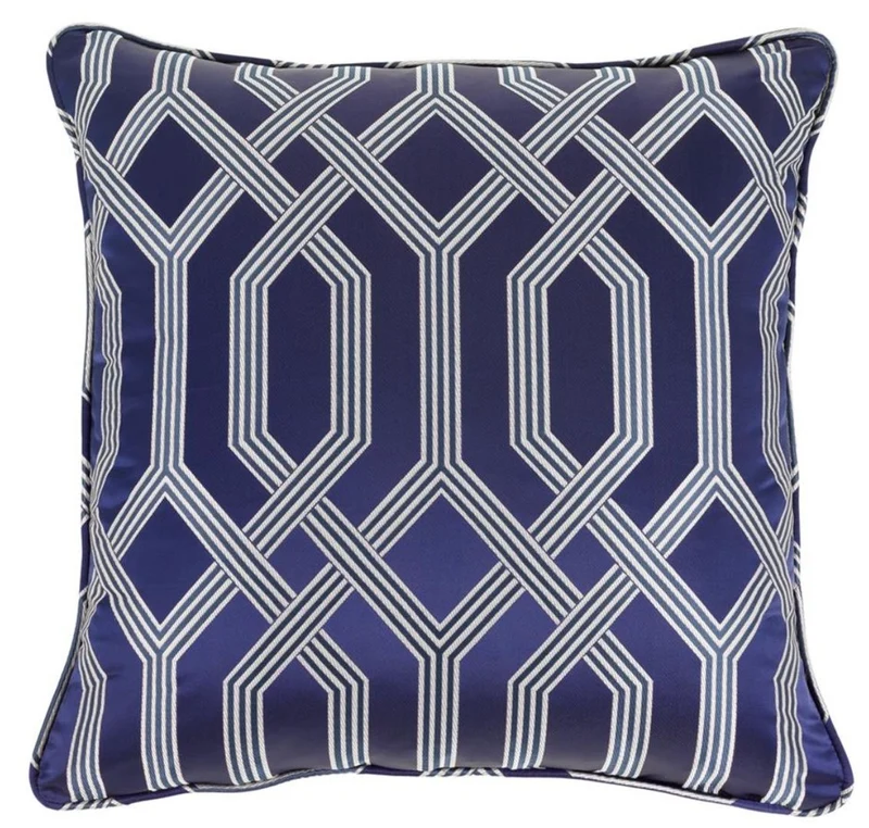 Casa Padrino Luxus Kissen blau mit Muster 60 x 60 cm - Luxus Accessoires