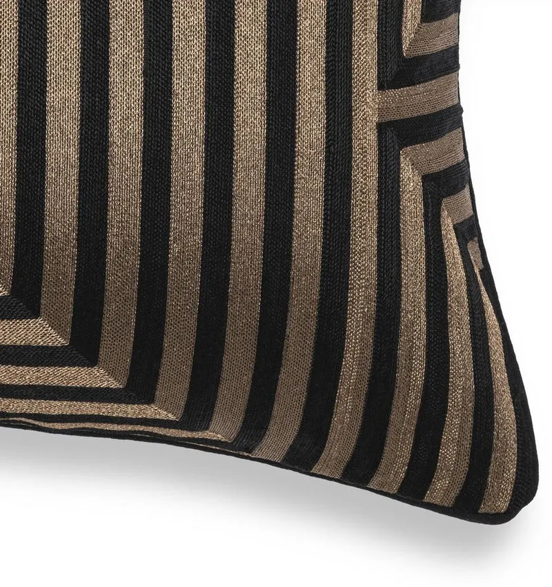 Casa Padrino Luxus Deko Kissen Schwarz / Gold 50 x 50 cm - Edles Zierkissen mit elegantem Muster - Luxus Qualität - Hotel Kollektion