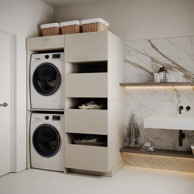 Stehender Badezimmerschrank mit vier Türen Holv 68 cm Kaschmir