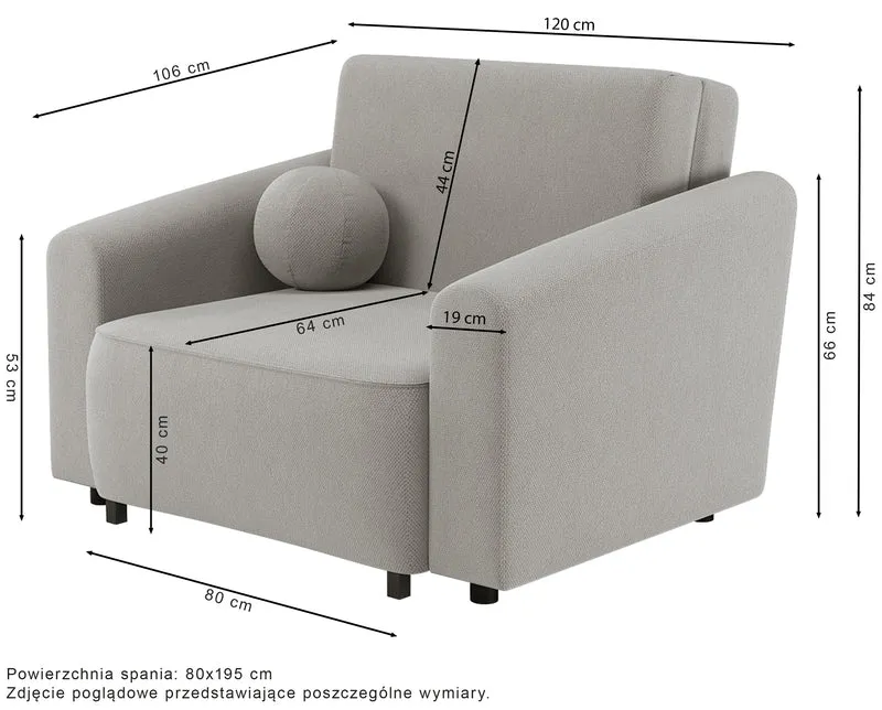 Ausklappbarer Stuhl Stevio mit Stauraum, grauer hydrophober Chenille-Stoff