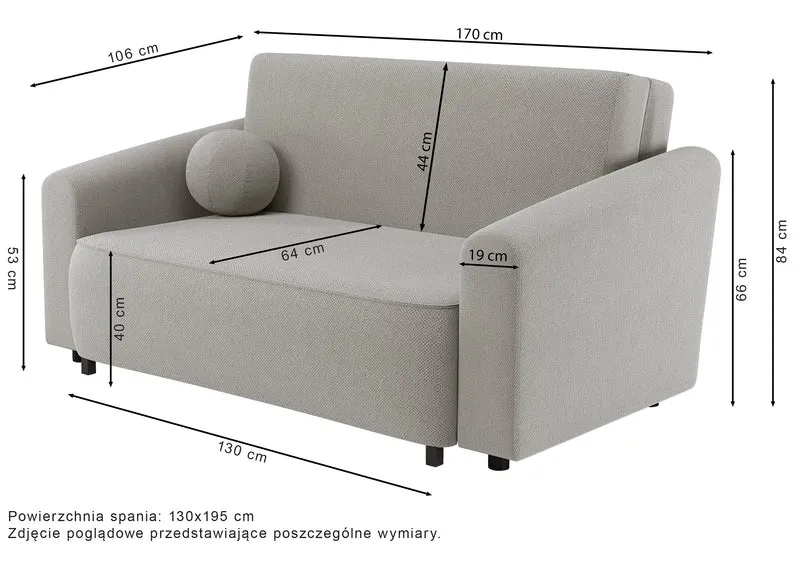 Zweisitziges ausklappbares Sofa Stevio 170 cm mit Stauraum, grau-beige, hydrophobes Chenille