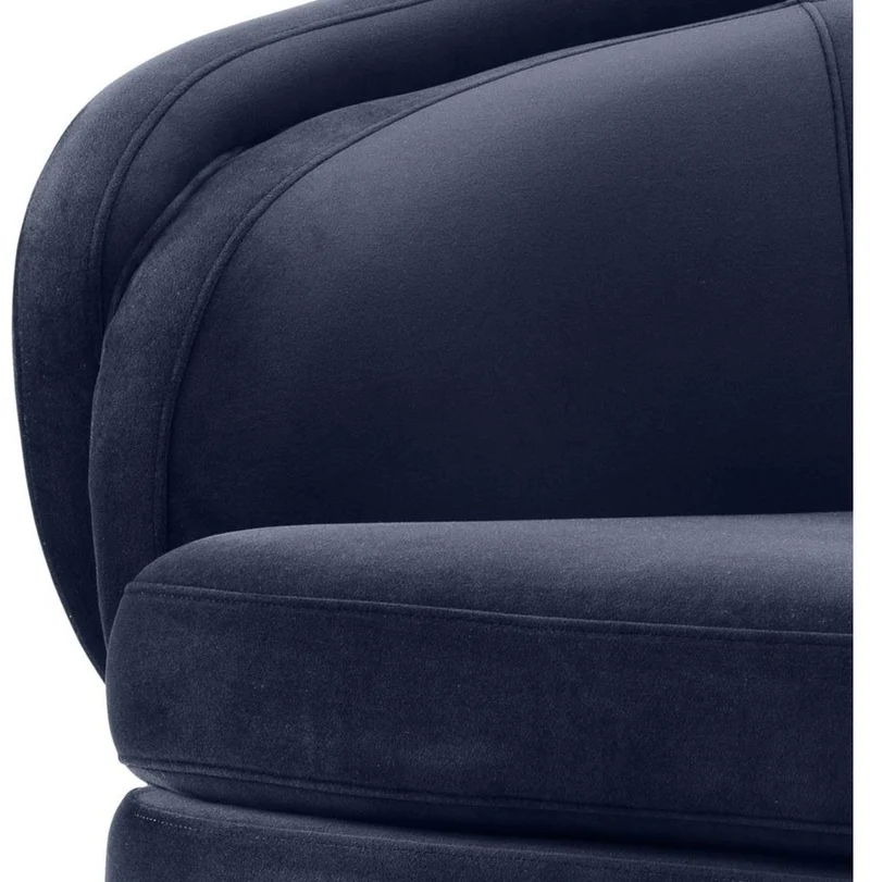 Casa Padrino Luxus Wohnzimmer Samtsessel Mitternachtsblau / Messingfarben 92 x 85 x H. 79 cm - Luxus Möbel