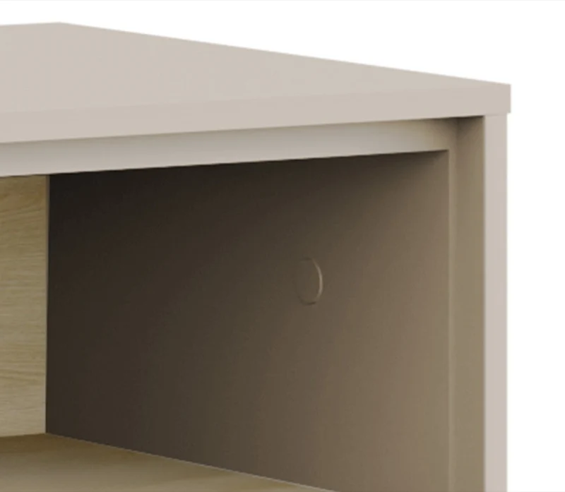 Zweiturige Kommode Distria mit Schubladen und geriffelter Front, 156 cm, Kaschmir/Vicenza-Eiche