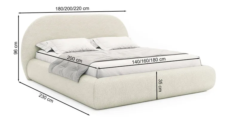 Polsterbett 140x200 cm Buvio hellbeige Bouclé