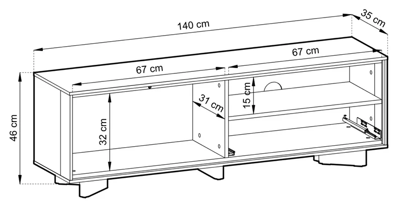 TV-Schrank Distria mit Schublade 140 cm Kaschmir/Vicenza-Eiche