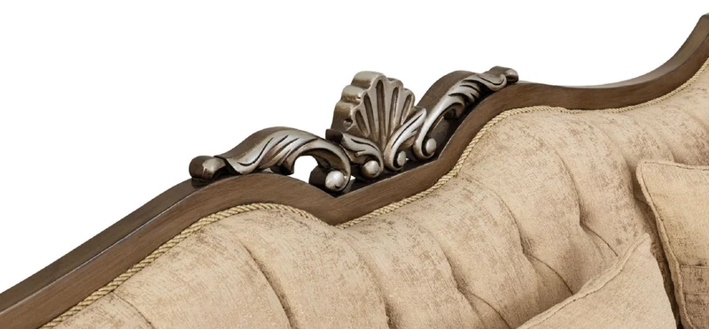 Casa Padrino Luxus Barock Wohnzimmer Set Beige / Gold / Braun / Silber - 2 Sofas & 2 Sessel & 1 Couchtisch - Handgefertigte Barock Wohnzimmer Möbel - Edel & Prunkvoll