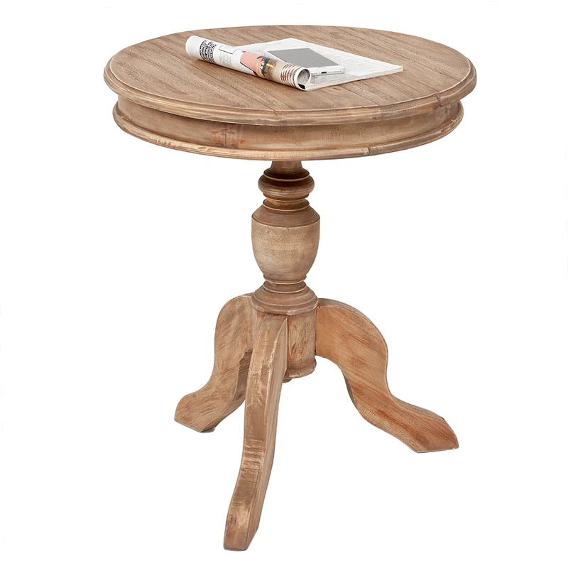 Romantischer Beistelltisch TIGA D50cm Antik-Natural Massivholz
