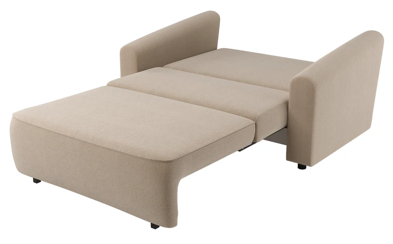 Zweisitziges ausklappbares Sofa Stevio 150 cm mit Stauraum, beige, hydrophobes Chenille