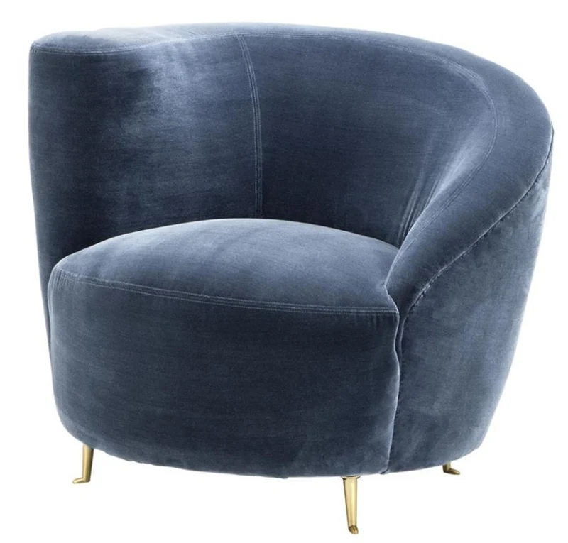 Casa Padrino Designer Sessel Blau 91 x 85 x H. 74 cm - Luxus Kollektion