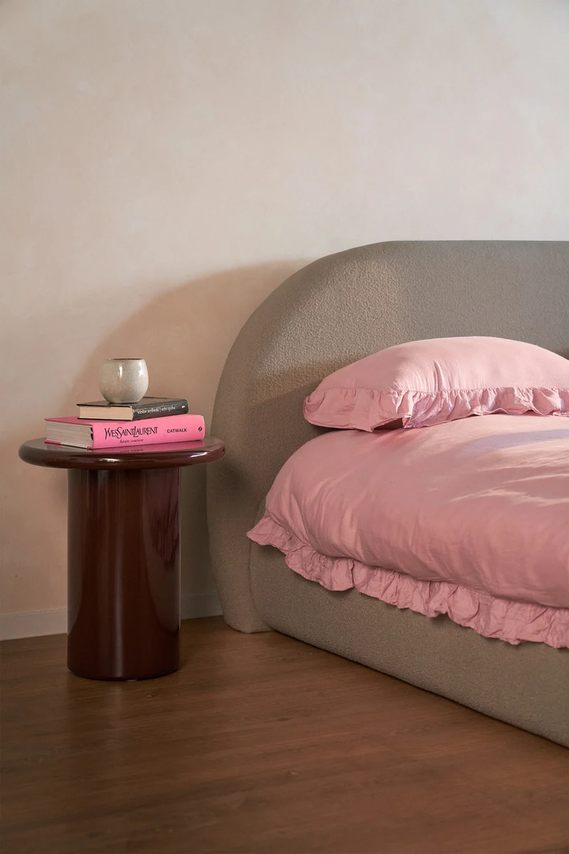 Polsterbett 160x200 cm Buvio dunkelbeige Bouclé