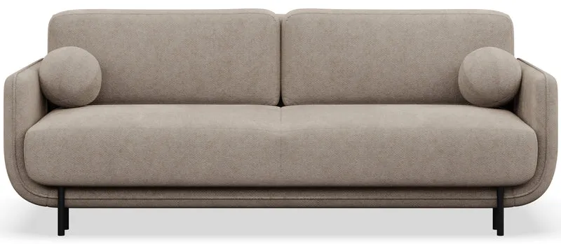 Ausziehbare Dreisitzer-Couch Ovals in Beige, Flechtoptik