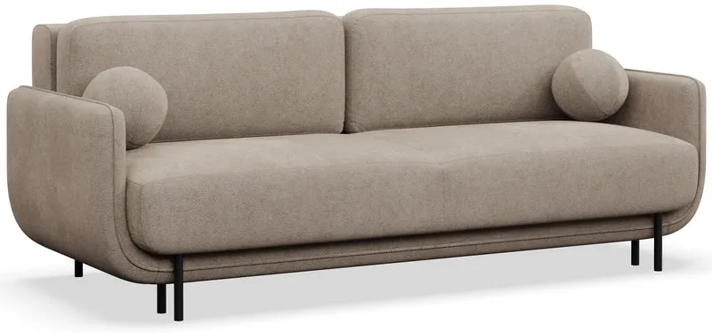 Ausziehbare Dreisitzer-Couch Ovals in Beige, Flechtoptik