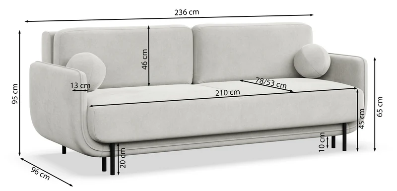 Dreisitziges ausklappbares Sofa Ovals in Creme mit Flechtoptik