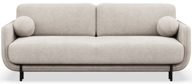 Dreisitziges ausklappbares Sofa Ovals in hellbeigem Flechtmuster