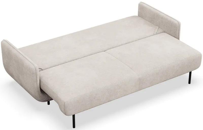 Dreisitziges ausklappbares Sofa Ovals in hellbeigem Flechtmuster