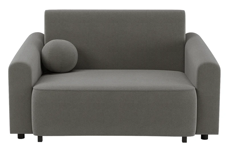 Zweisitziges ausklappbares Sofa Stevio 150 cm mit Stauraum, dunkelgrauer hydrophober Chenillestoff