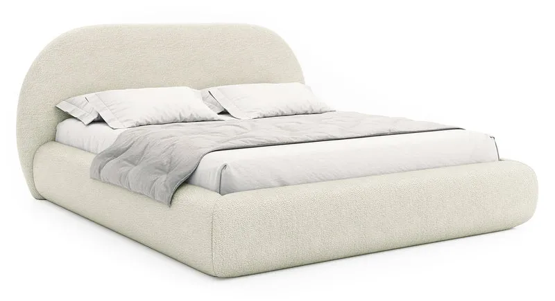 Polsterbett 180x200 cm Buvio cremefarbenes Bouclé