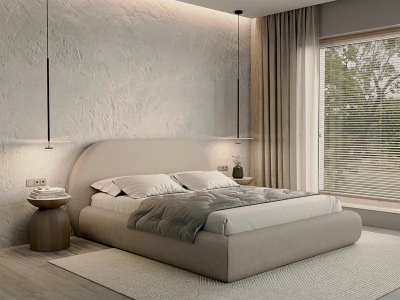 Polsterbett 180x200 cm Buvio beige Bouclé