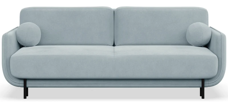 Dreisitziges ausklappbares Sofa Ovals, hellblauer Samt