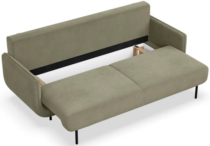 Drei-Sitzer-Schlafsofa Ovals aus salbeigrünem Samtvelours