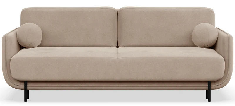 Beiger Ovals Dreisitzer-Schlafsofa aus Samt