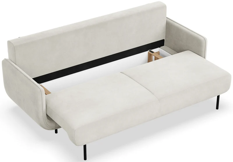Drei-Sitzer-Schlafsofa Ovals, cremefarbener Samt
