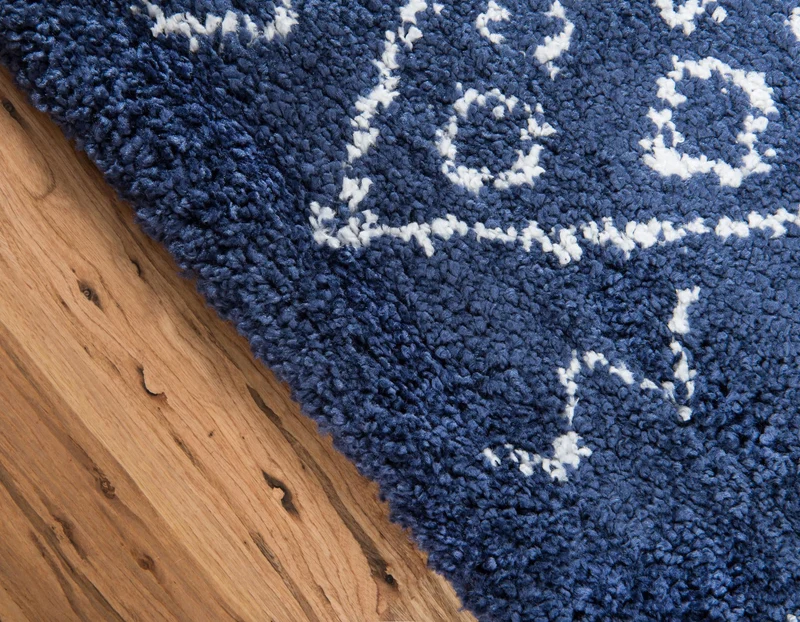 Teppich MARA Shaggy Läufer Marineblau 80x185 cm