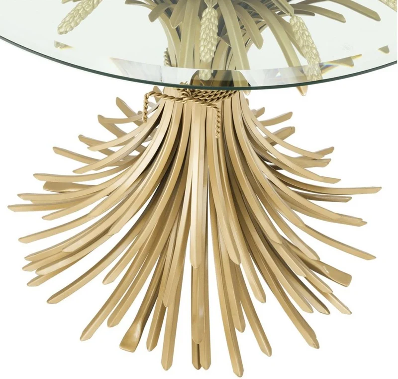 Casa Padrino Luxus Beistelltisch Antik Gold Ø 90 x H. 70 cm - Runder Designer Beistelltisch mit abgeschrägter Tischplatte