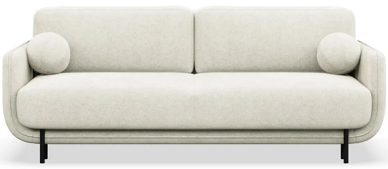 Dreisitziges ausklappbares Sofa Ovals in Creme mit Flechtoptik