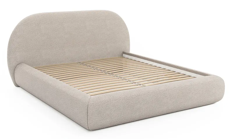 Polsterbett 140x200 cm Buvio hellbeige Bouclé
