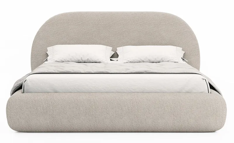 Polsterbett 140x200 cm Buvio hellbeige Bouclé