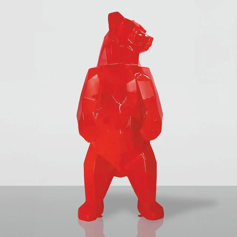 Casa Padrino XXL Deko Skulptur Bär Rot H. 190 cm - Abstrakte Deko Figur