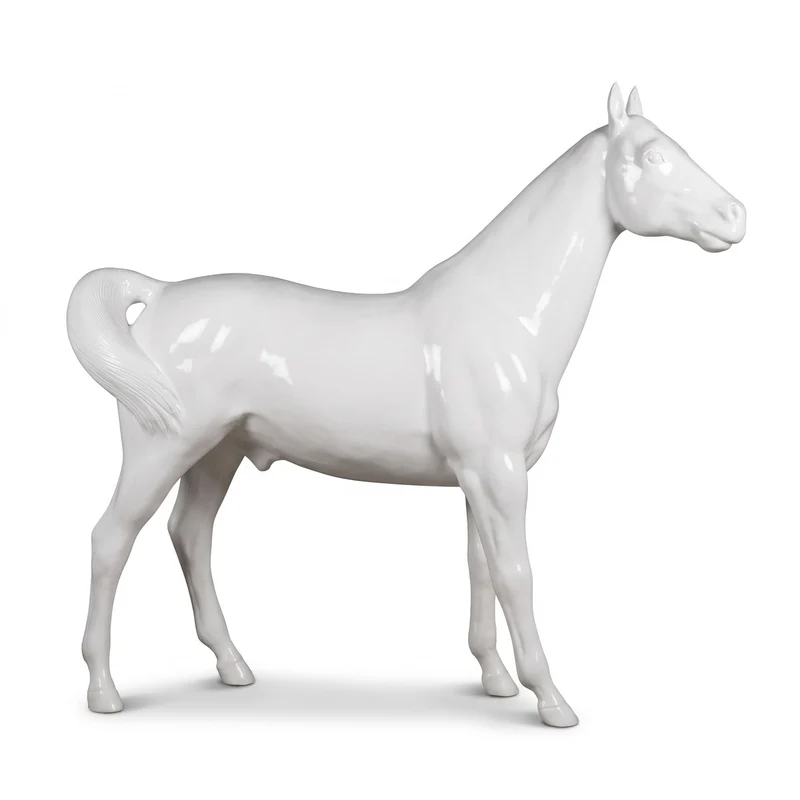 Casa Padrino Luxus XXL Deko Skulptur Pferd Weiß 220 x H. 190 cm