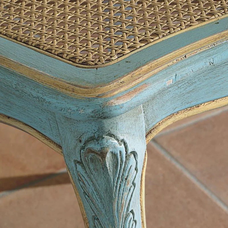 Casa Padrino Luxus Barock Esszimmer Stuhl Antik Hellblau / Beige / Antik Gelb - Luxus Barock Esszimmer Möbel - Made in Italy
