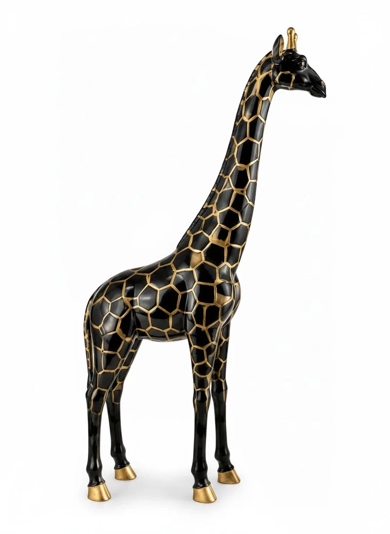 Casa Padrino Luxus Deko Skulptur Giraffe Schwarz / Gold H. 205 cm - Riesige Gartenskulptur - Lebensgroße Skulptur - XXL Deko Skulptur - XXL Deko Figur - XXL Tierfigur