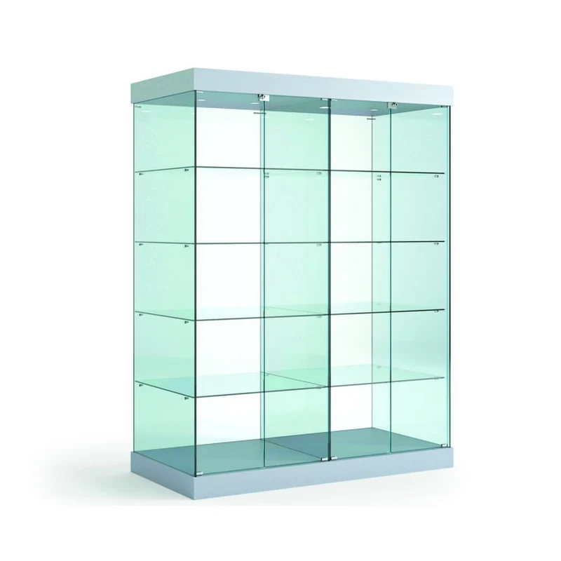 Casa Padrino Luxus Ladenvitrine 142 x 60 cm H. 188 cm mit 8 LED-Spots - Ladeneinrichtung - Boutique Möbel - Made in Italy