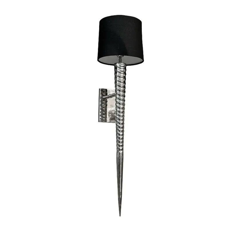 Casa Padrino Luxus Wandleuchte Silber / Schwarz 20 x 13 x H. 85 cm - Fackel Wandleuchte mit Lampenschirm