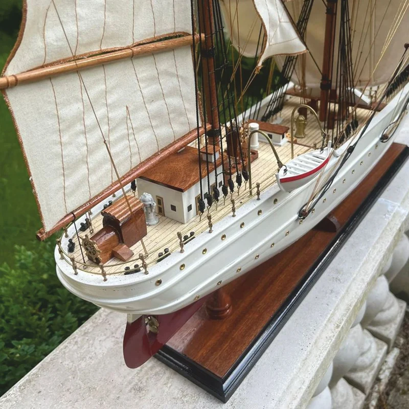 Casa Padrino Deko Segelschiff US Coast Guard Weiß / Braun 97 cm - Modellschiff