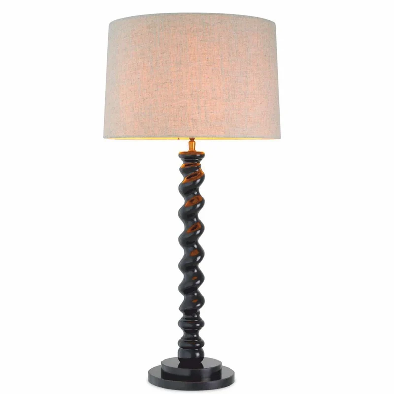 Casa Padrino Luxus Tischleuchte Schwarz / Beige H. 81 cm - Schreibtischleuchte
