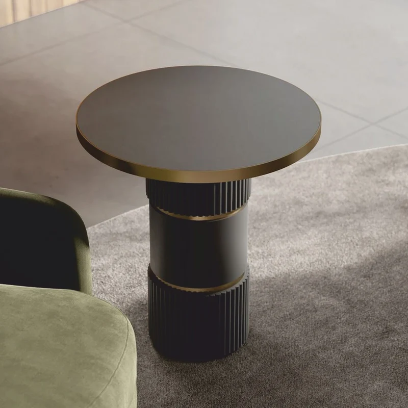 Casa Padrino Luxus Beistelltisch Dunkelgrau / Messing H. 65 cm - Wohnzimmer & Hotel Möbel