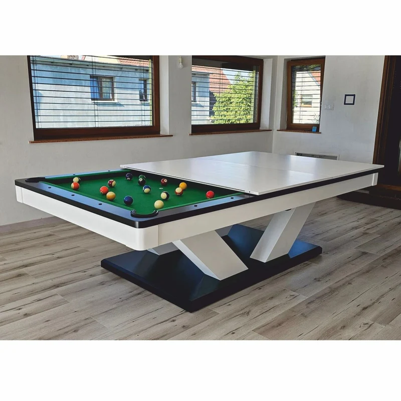 Casa Padrino Luxus Pool Billardtisch / Esstisch 8ft Weiß / Schwarz / Grün
