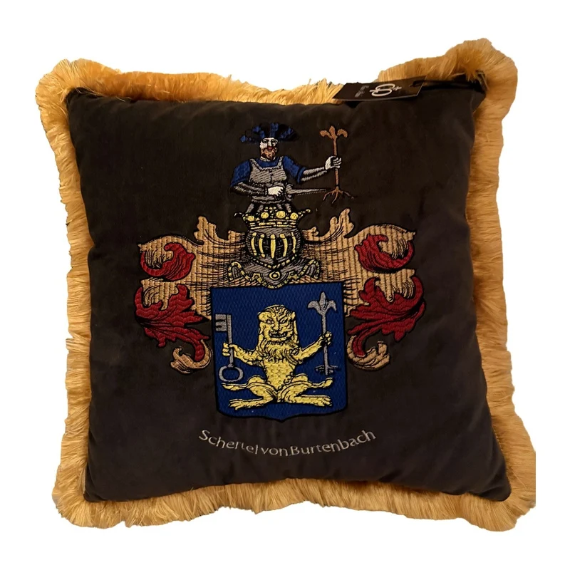 Casa Padrino Dekokissen Wappen Schertel von Burtenbach Anthrazit / Gold - Zierkissen mit Fuellung